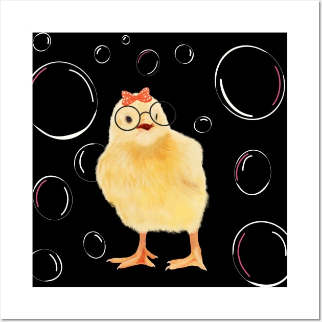 Cute Chick With Bubbles Wall Art by Suneldesigns